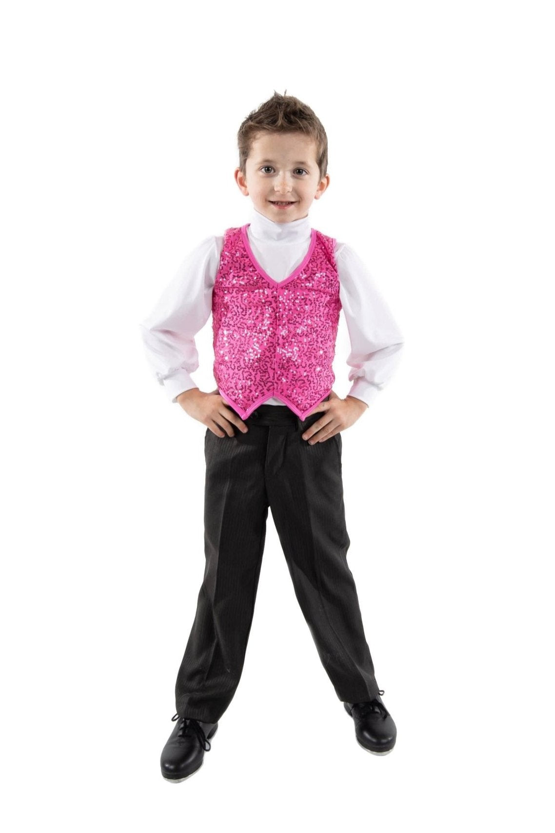 Boys Hot Pink Sequin Vest Stardom Dance Costumes