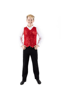 Boys Red Sequin Vest - Stardom Dance Costumes