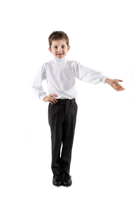 Boys White High Neck Dance Dress Shirt - Stardom Dance Costumes